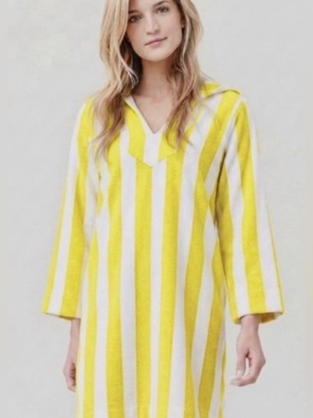 Trovata Birds of Paradis Lucca Yellow Striped Terry Hoody Beach CoverUp Size M